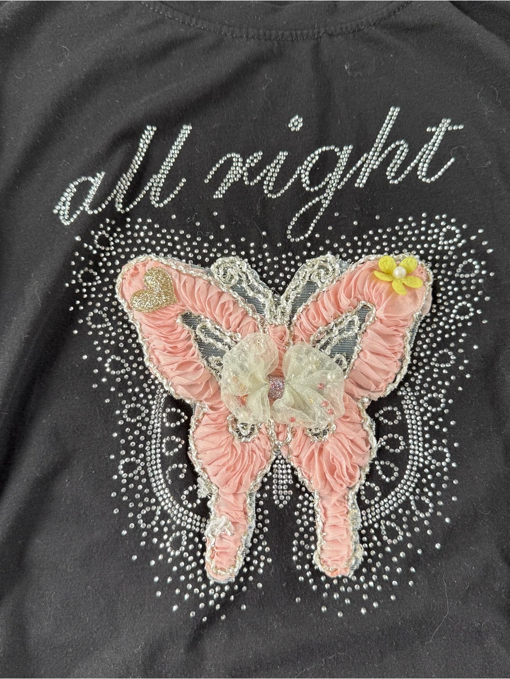 Nali Collection y2k all right rhinestone butterfly tee tshirt - Picture 2 of 4
